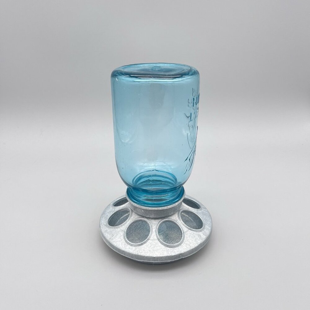Chicken Feeders 9" Tall Unique Candy Dish Blue Ball Mason Jar Bird Feeder - Picture 3 of 7